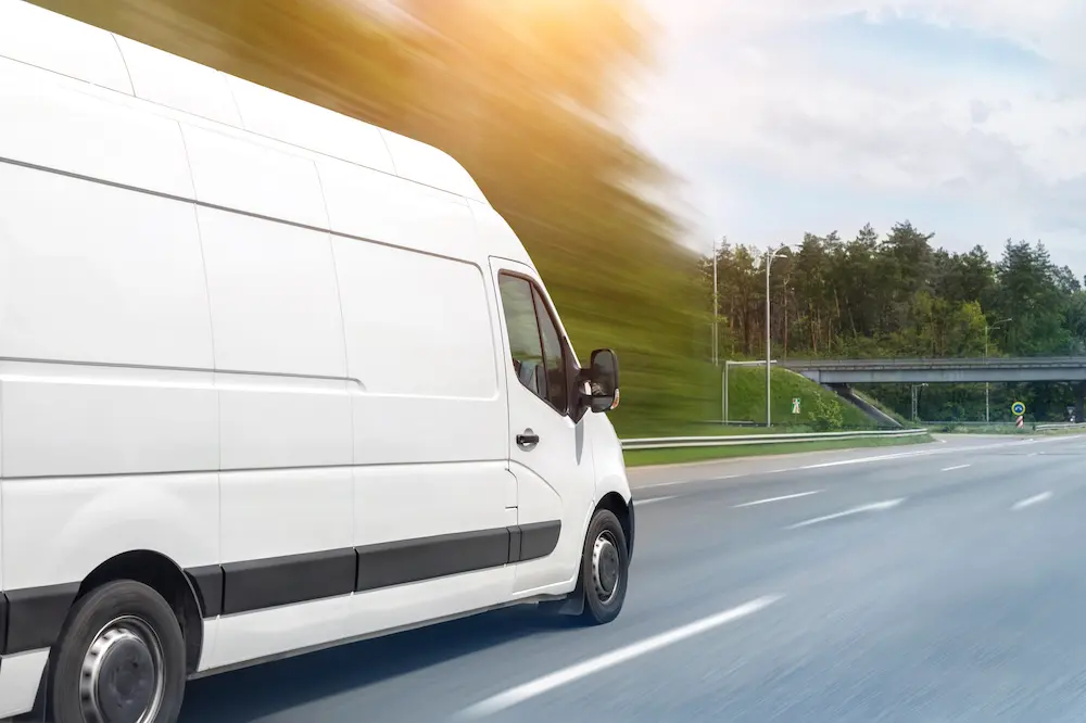 commercial van on highway